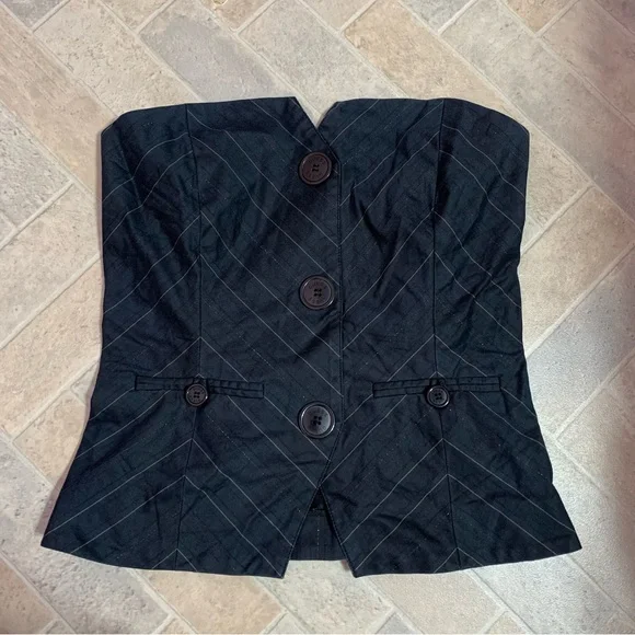 *RARE VTG Guess grey strapless corset top w/pinstripes - small - Picture 2 of 9